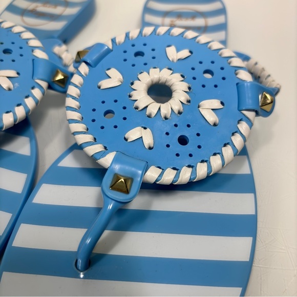 Jack Rogers French Blue & White Striped Georgica Jelly Sandal Flip Flops Size 9 - Picture 6 of 11